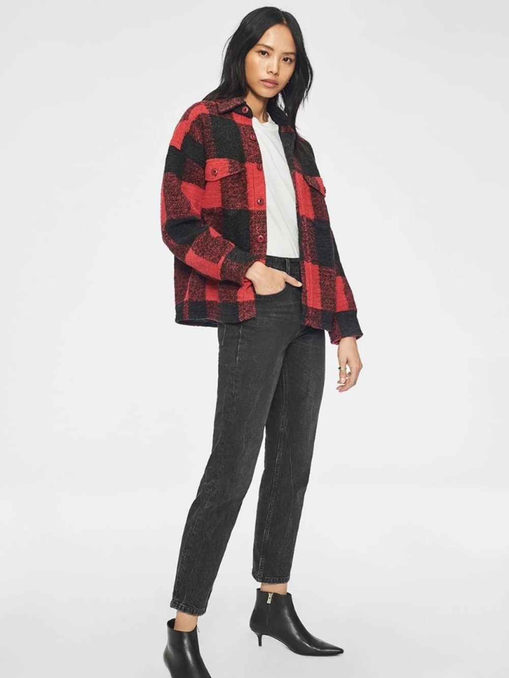 Anine Bing Bobbi Oversize Plaid Flannel Jacket M L